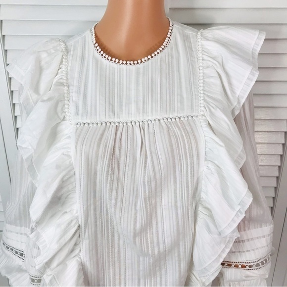 TED BAKER Silais White Double Frill Blouse Size 4-6 - Picture 3 of 12